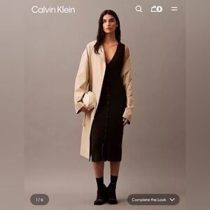 Smooth Cotton Rib Sweater Midi V-Neck Dress